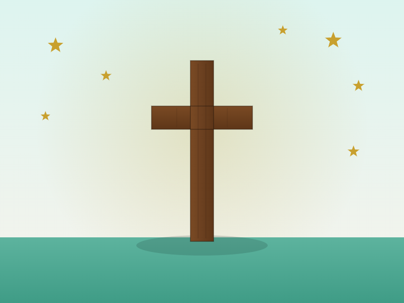 A wooden cross on the square