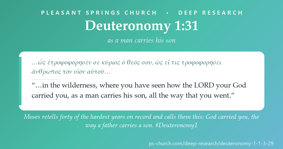 Share card &mdash; They said God hated them. He had been carrying them the whole way, “as a man carries his son.” Deuteronomy begins not with law but with memory — because a people who forget what God has done will never keep what God has said. #Deuteronomy1