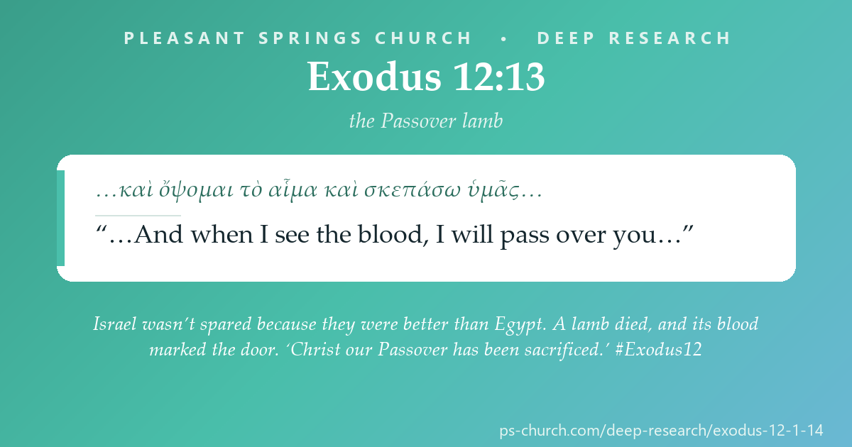 Share card &mdash; Israel wasn’t spared because they were better than Egypt. A lamb died, and its blood marked the door. ‘Christ our Passover has been sacrificed.’ #Exodus12