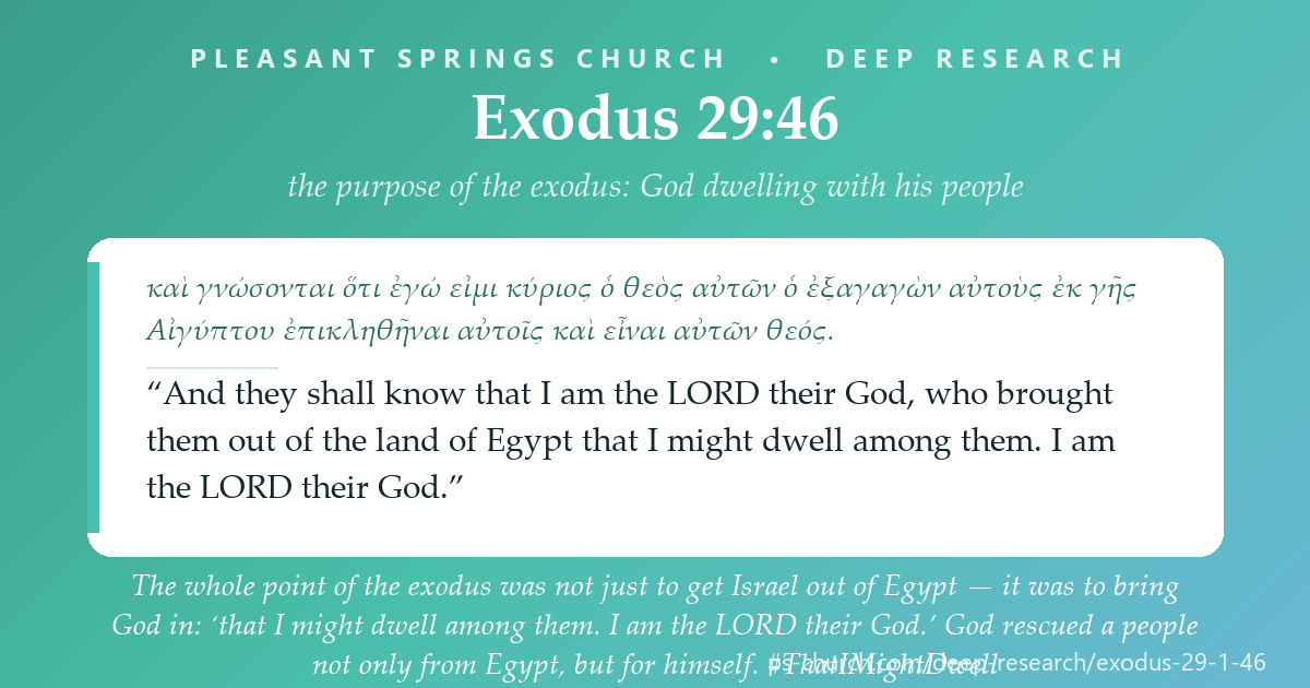 Share card &mdash; The whole exodus was for this — ‘that I might dwell among them. I am the LORD their God.’ God rescued a people not just from Egypt, but for himself. #ThatIMightDwell