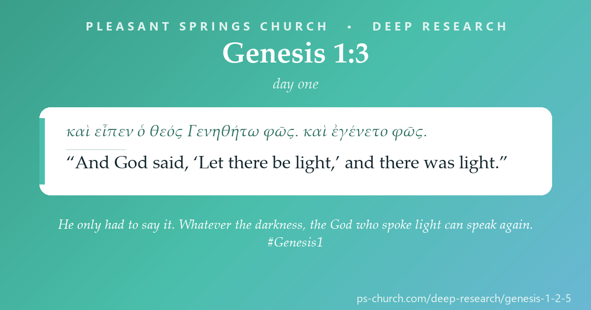 Share card &mdash; He only had to say it. Whatever the darkness, the God who spoke light can speak again. #Genesis1