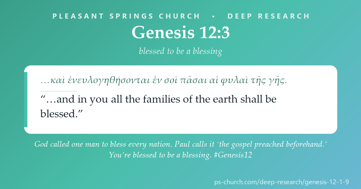 Share card &mdash; God called one man to bless every nation. Paul calls it ‘the gospel preached beforehand.’ You’re blessed to be a blessing. #Genesis12