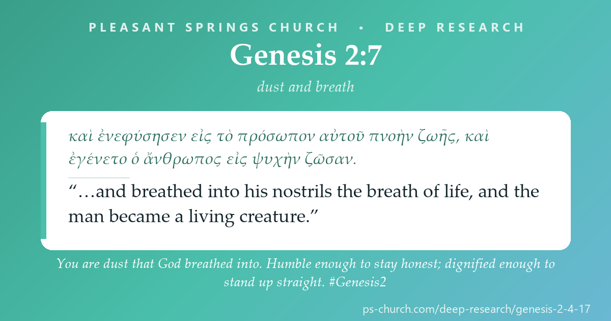 Share card &mdash; You are dust that God breathed into. Humble enough to stay honest; dignified enough to stand up straight. #Genesis2