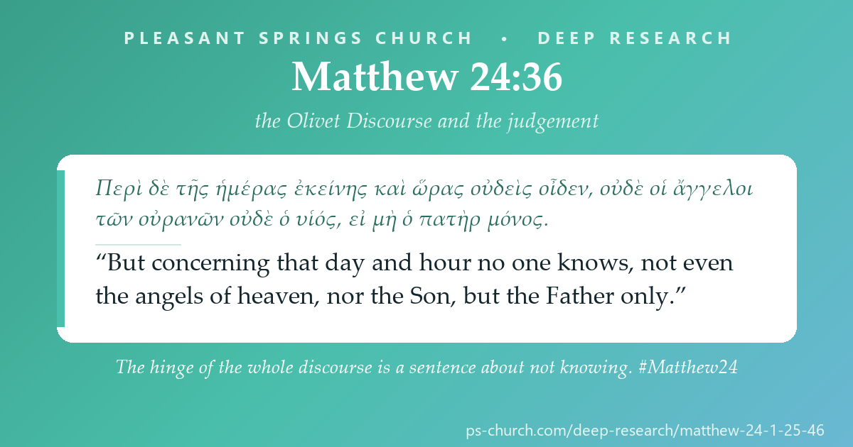 Share card &mdash; The hinge of the whole discourse is a sentence about not knowing.  #Matthew24