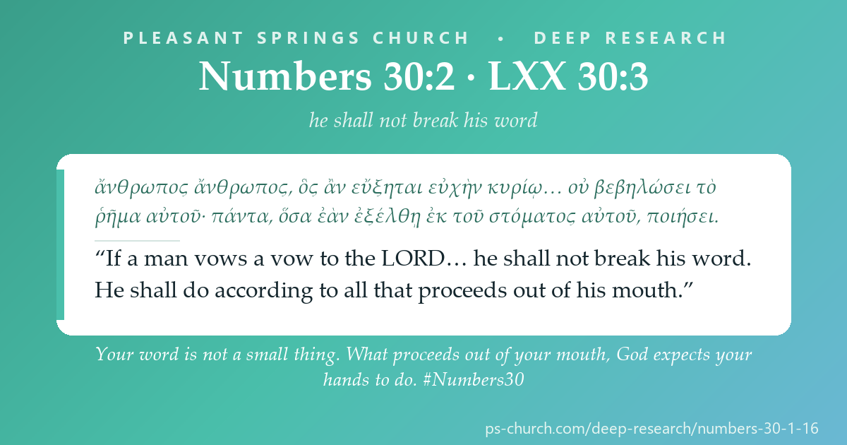 Share card &mdash; A vow is never required — and never disposable. What leaves your mouth toward God has become a holy thing. “He shall not break his word.” #Numbers30