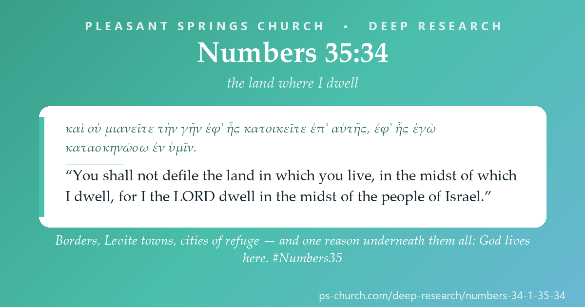 Share card &mdash; Six cities, so that no one could be killed before he was heard. And under the whole law, one reason: “I dwell in the midst of the people of Israel.” #Numbers35