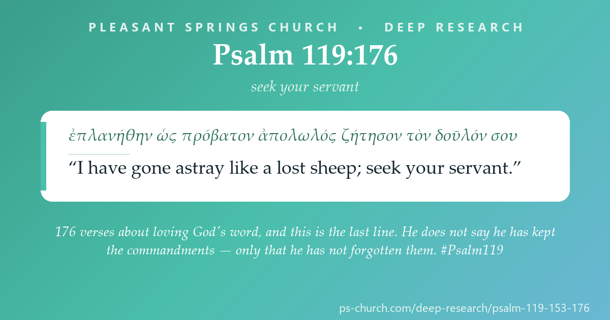 Share card &mdash; 176 verses about loving God's word, and this is the last line. He does not say he has kept the commandments — only that he has not forgotten them. The alphabet finished. The man did not. #Psalm119